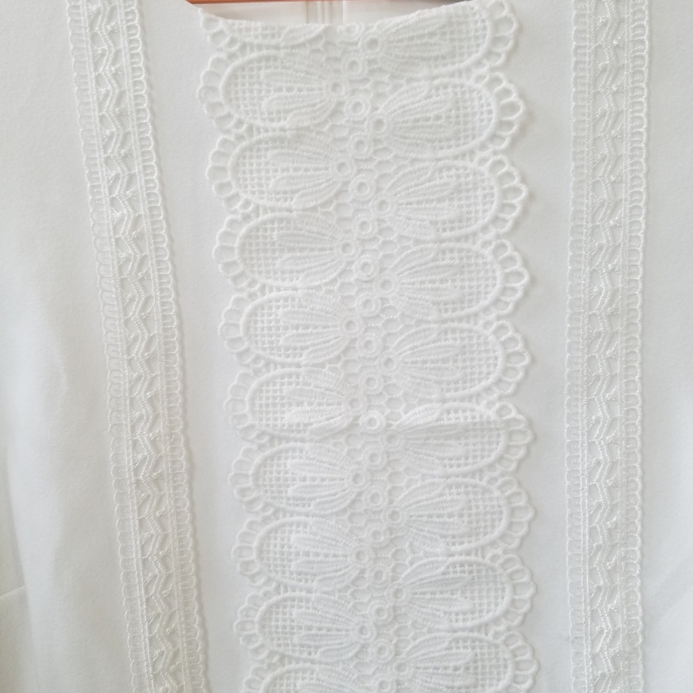 KARL LAGERFELD PARIS White Lace Trim Dress Size 6 - Picture 7 of 10